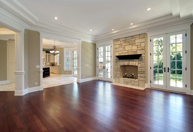 freshly installed hardwood flooring in a trendy loft apartment