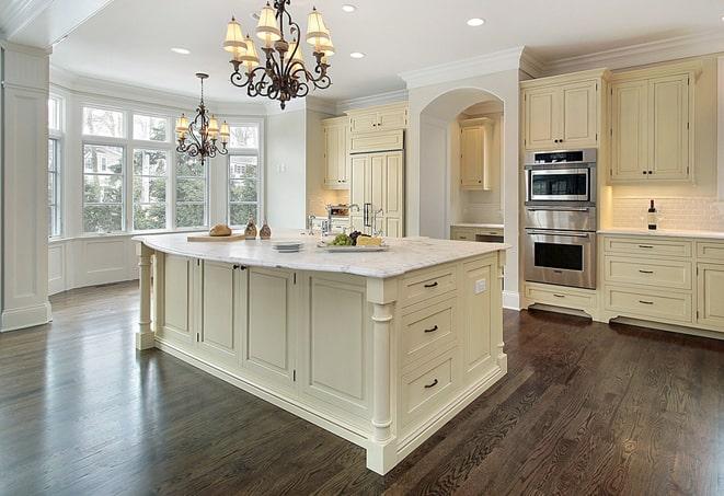 close-up view of textured laminate floors planks in Grove City